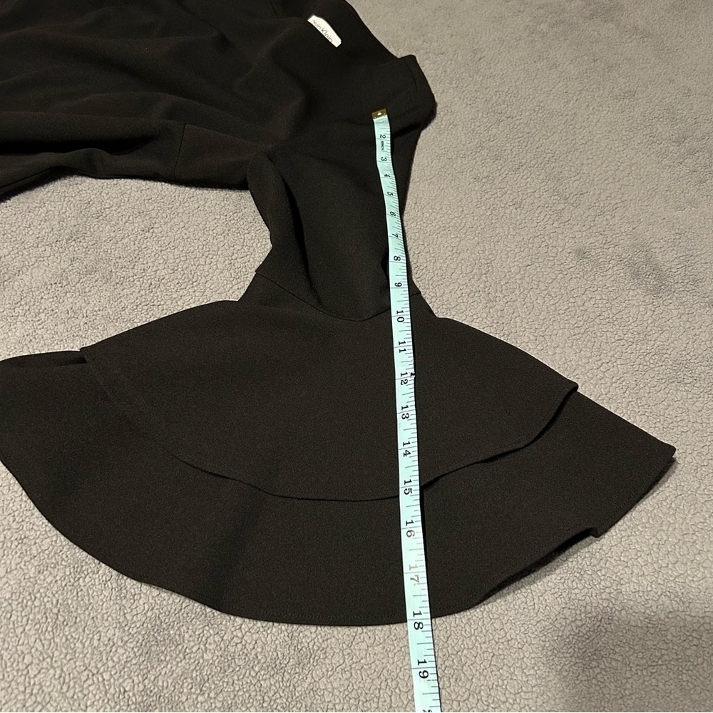 Calvin Klein Black Bell Sleeve Semi, Formal Midi Dress with Gold Accents - Picture 8 of 8